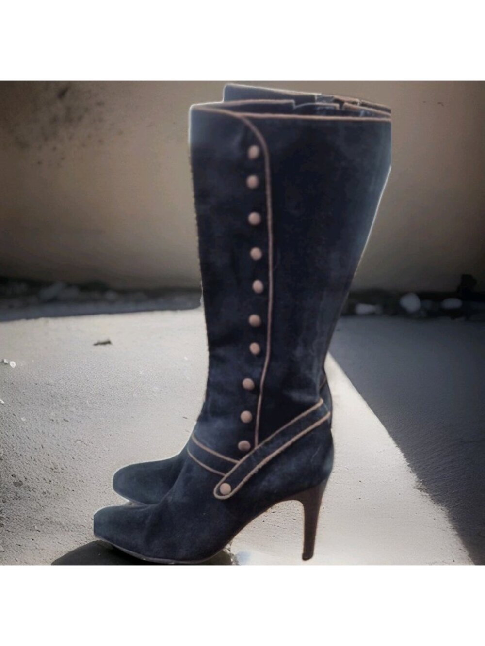 Coup Detat Black Suede Tall Knee High Boots Zip Women’s Size 8M